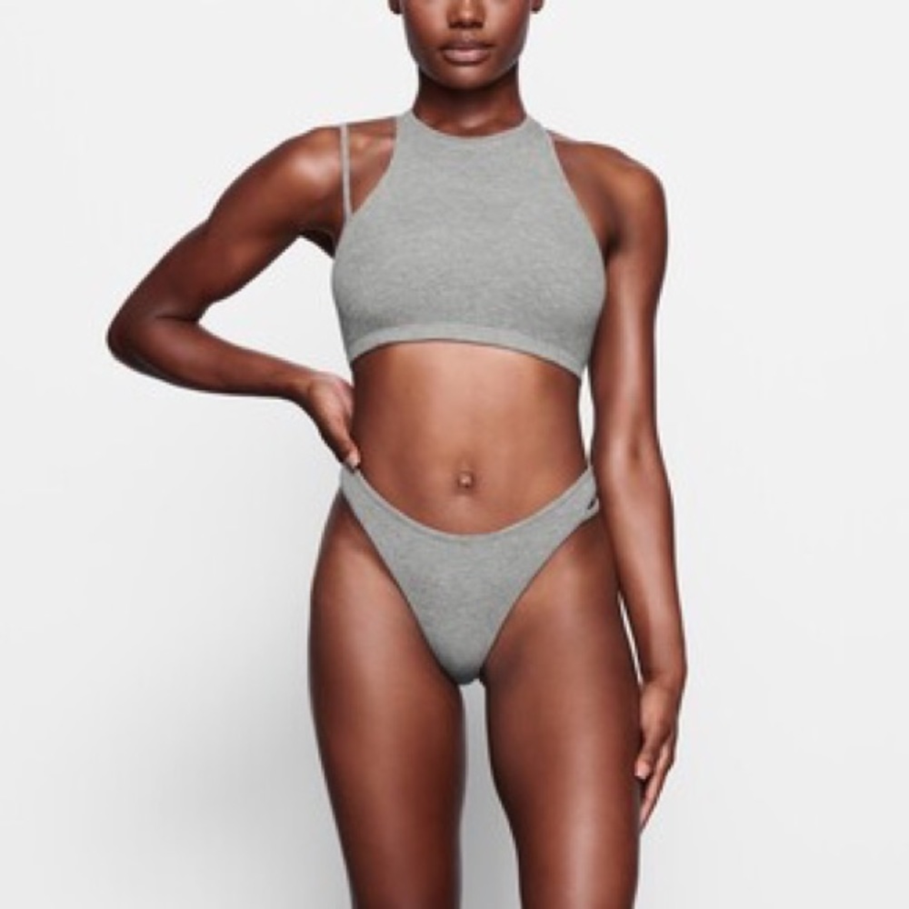 🩶SKIMS CUT OUT SOFT LOUNGE RACERBACK BRALETTE TANK TOP HEATHER GRAY XS 4X